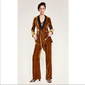 Zara Gold Velvet Suit - Blazer & Pants